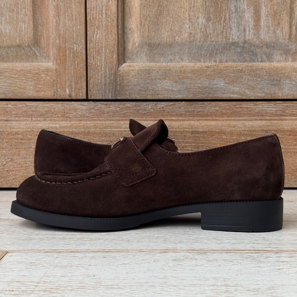 Prada Brown Suede Triangle Loafers NEW - Picture 7 of 16